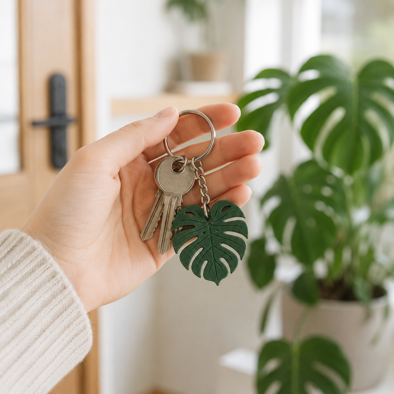 Monstera Schlüsselanhänger – Stylischer Blatt-Anhänger