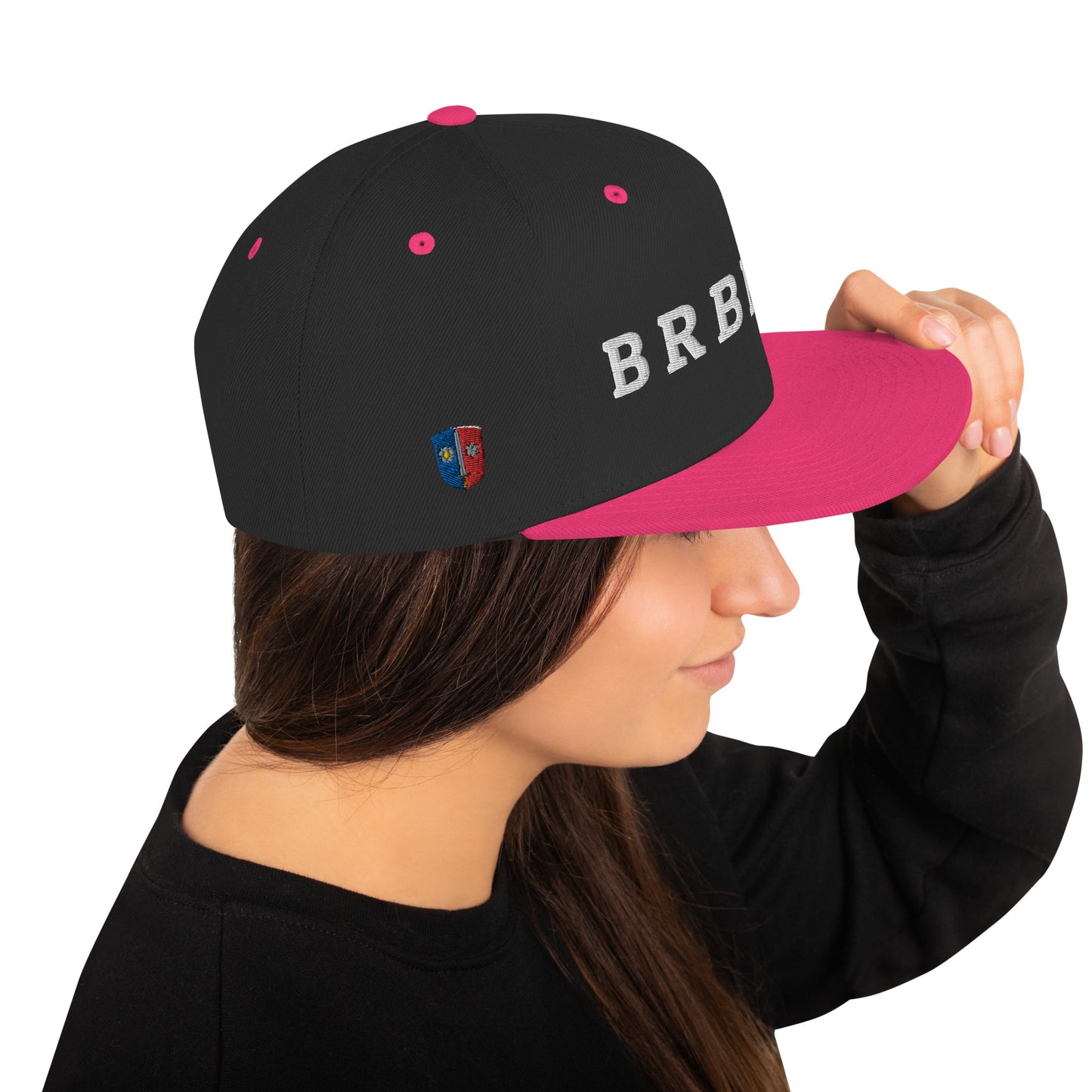 Snapback "BRBRGR" Neon Pink - grüne Unterseite