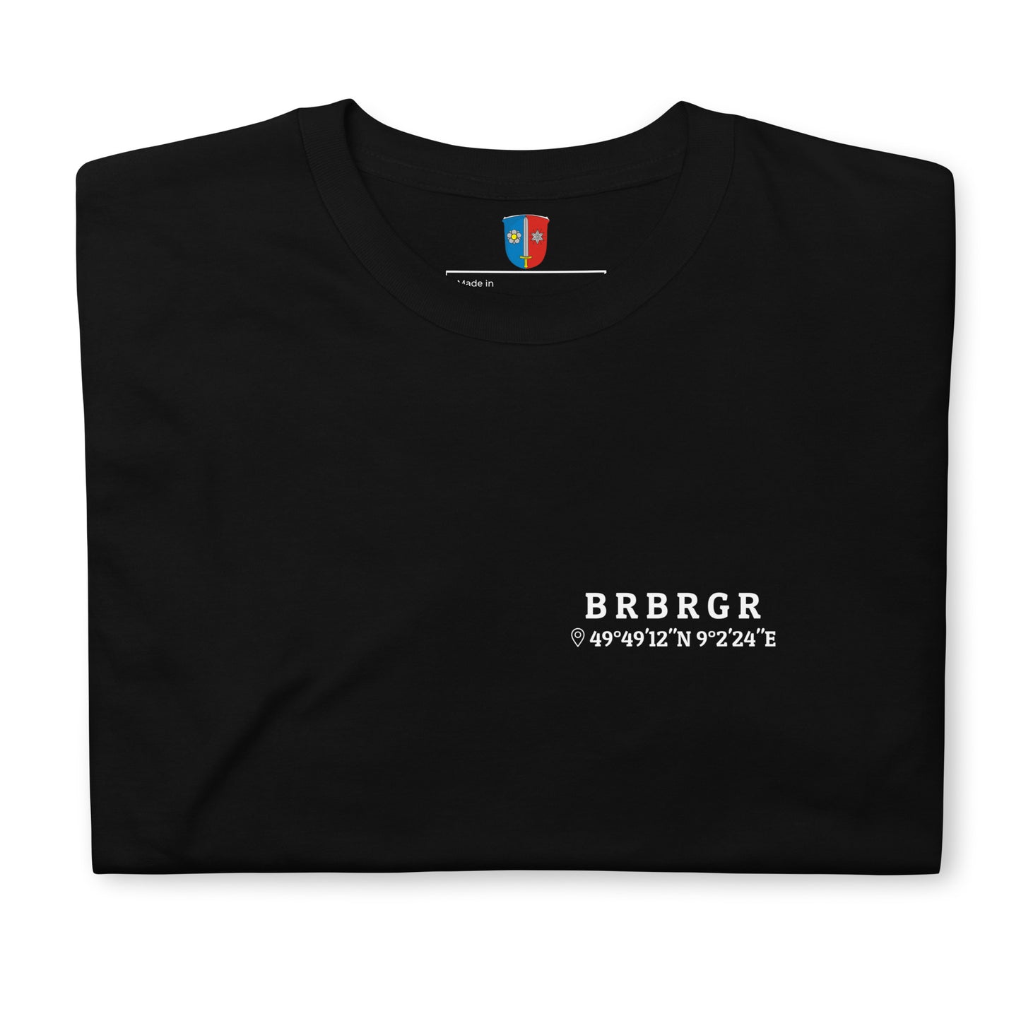 Unisex T-Shirt "BRBRGR" mit Koordinaten schwarz