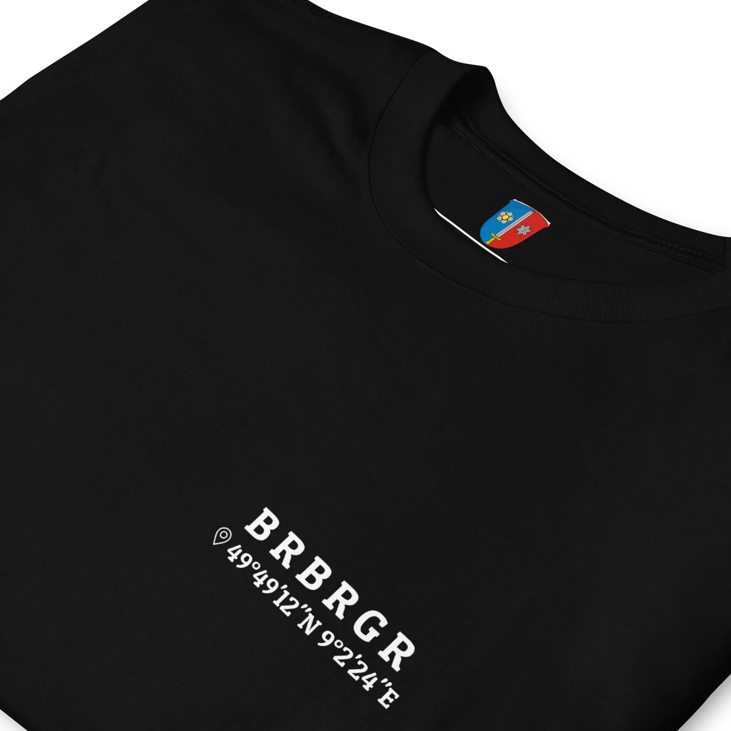 Unisex T-Shirt "BRBRGR" mit Koordinaten schwarz