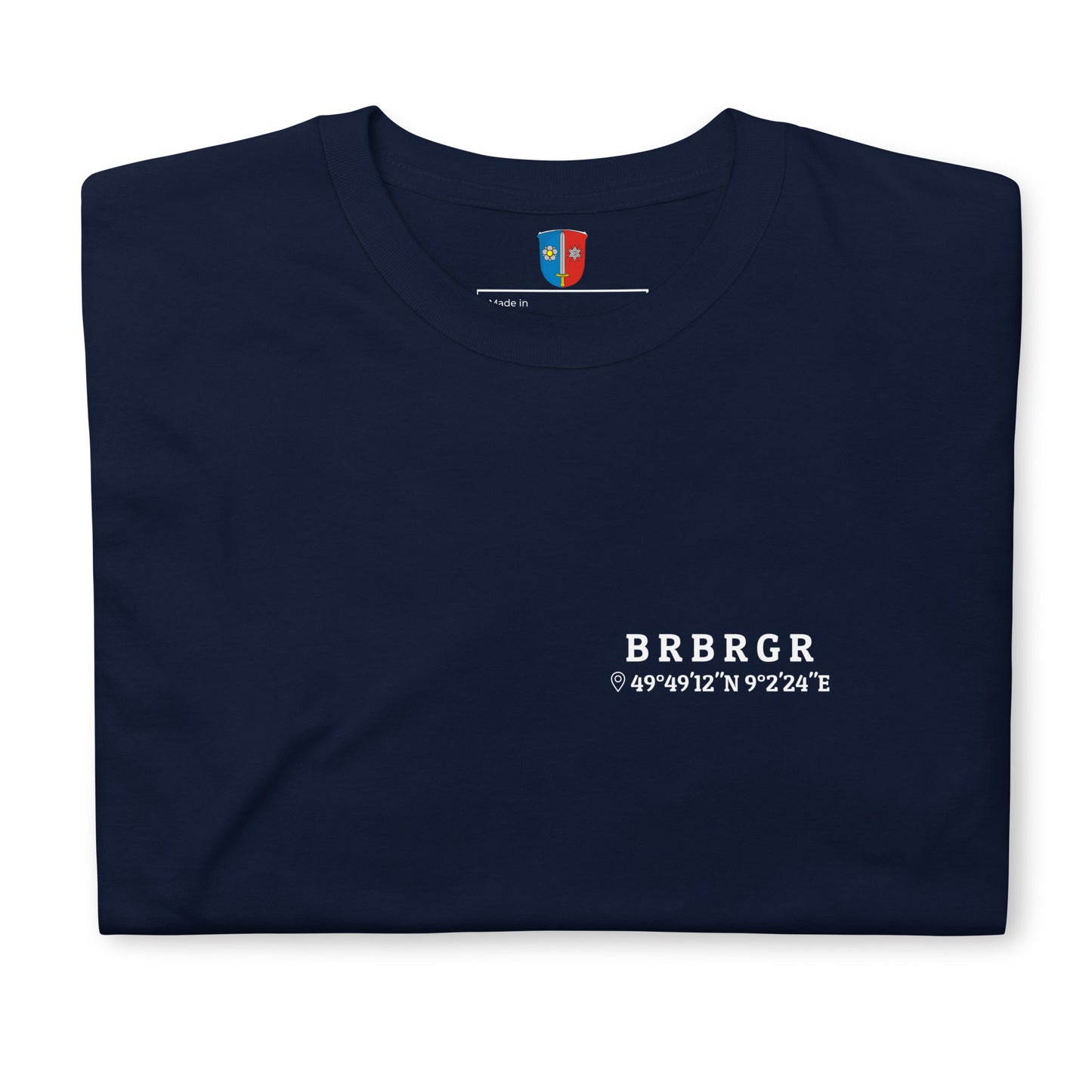 Unisex T-Shirt "BRBRGR" mit Koordinaten Navy