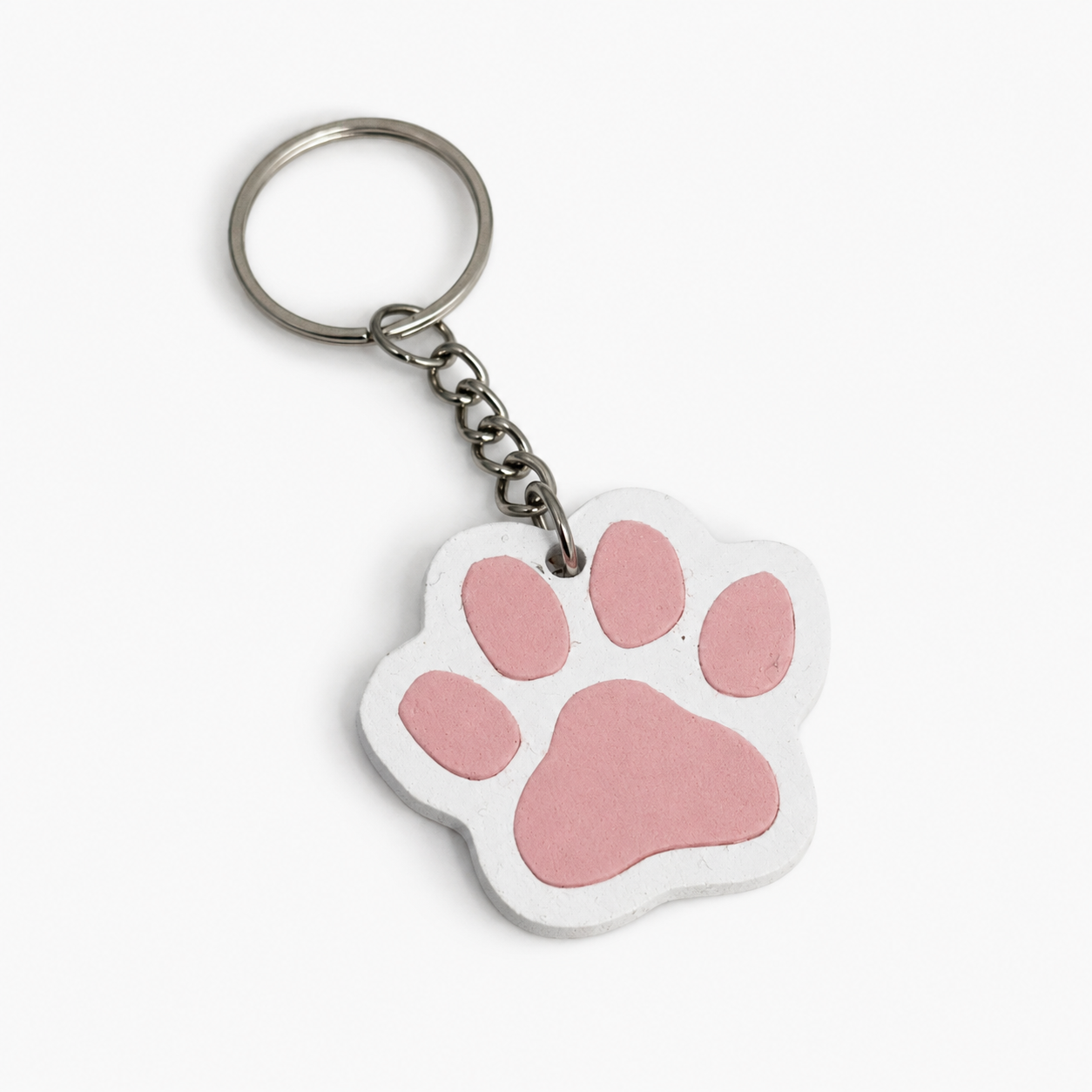 Katzenpfote Schlüsselanhänger Weiß/Rosa