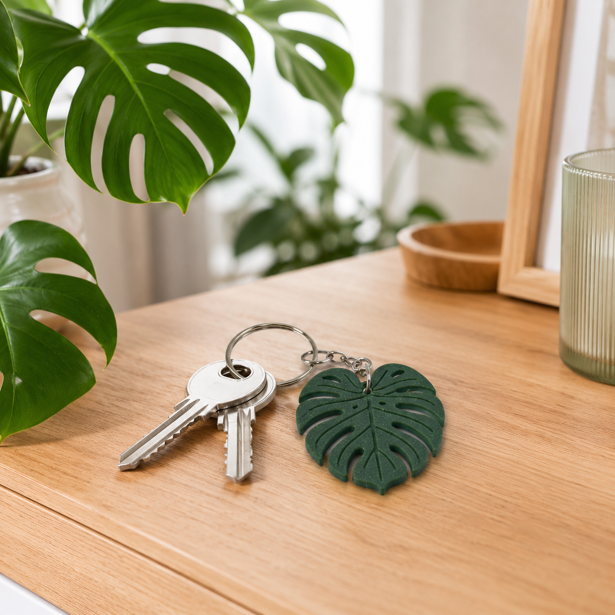 Monstera Schlüsselanhänger – Stylischer Blatt-Anhänger