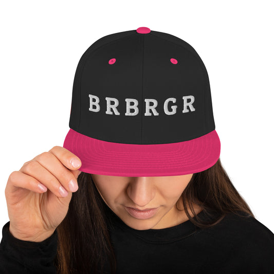 Snapback "BRBRGR" Neon Pink - grüne Unterseite